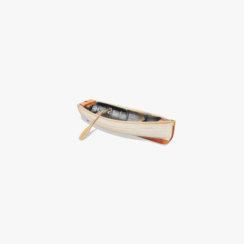 Wooden Rowboat with Oars model pack